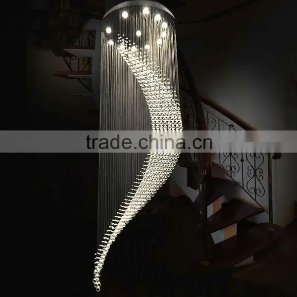 Indoor K9 Crystal Modern Lamps Suspended Spiral Stair Chandelier Lighting photo-2