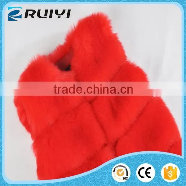 Women Pink Pattern Faux Fur Vest Fake Fur Vest photo-5