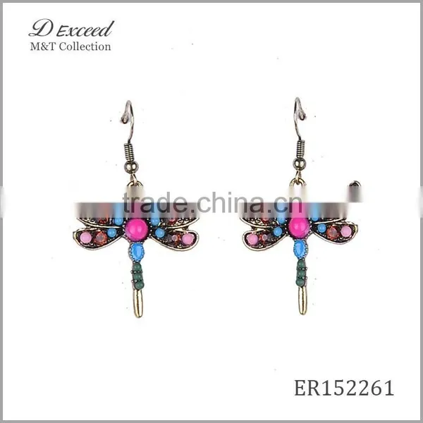 Yiwu Wholesale Jewelry Factory Fashion Ethnic Bohemian Beaded Animal Drop Earrings Dragonfly Dangle Earrings photo-2