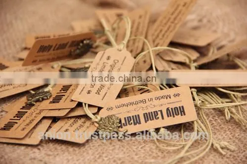 Paper Craft Label with Cotton Cord and Bronze Mini Olive Wood Tree