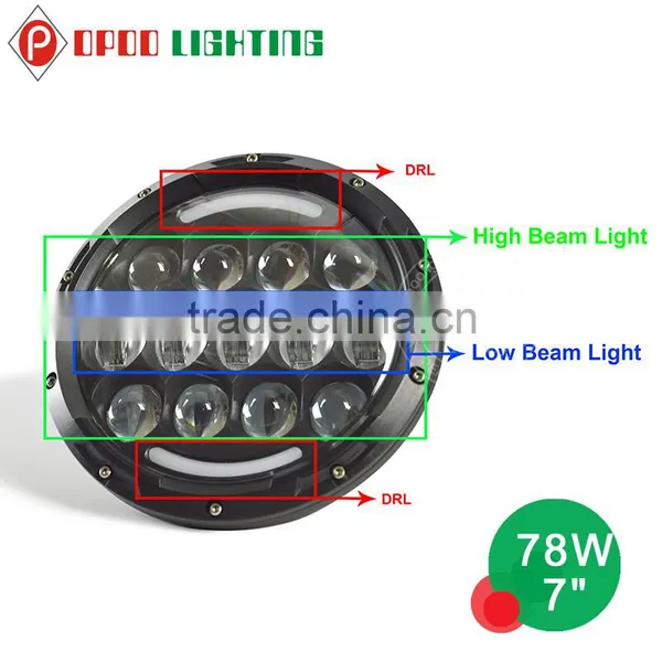 7inch Led Car Headlights, DOT 7inch 78w Led Car Headlights photo-2