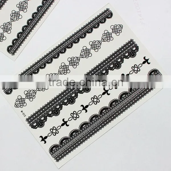 Martial Arts Fans Black Water Transfer Temporary Bridal Lace White Sexy Durable Tattoo Sticker photo-5