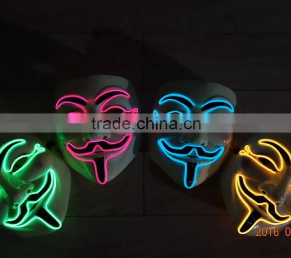 EL WIRE V for Vendetta Mask Party Mask / EL Light Halloween Mask / EL Wire V For Vendetta Mask photo-3