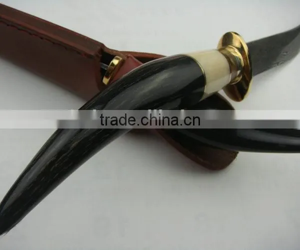 OEM Ox Horn/Camel Bone/Brass Handle Damascus Knife photo-2