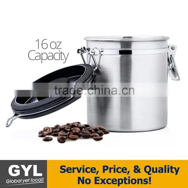 Stainless Steel Vacuum Sealed Airtight Canister With Built-in CO2 Gas Vent Valve and Date Tracking Wheel for Coffee Beans and Co photo-3
