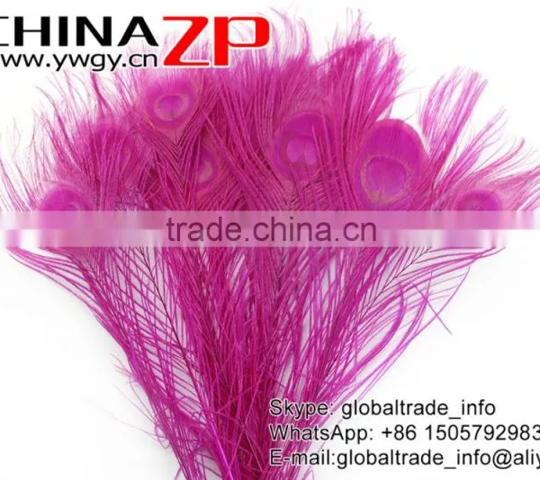 ZPDECOR Leading Supplier Wholesale Cheap Full Eye Dyed Hot Pink Long Peacock Tail Feathers for Sale photo-2