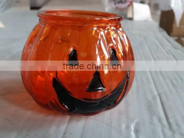 Pumpking Shaped Glass Candle Jars for Halloween photo-2