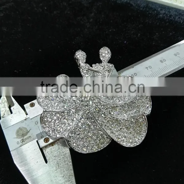 Fashion Clear Rhinestone Lover Brooch For Wedding Invitation photo-2