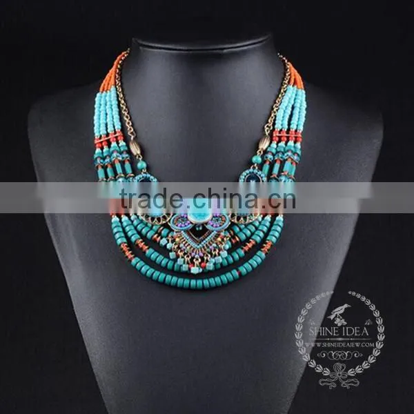 High Quality Vintage Beads Chunky Statement Necklace Tin Alloy Fashion Women Pendant Necklace 6390156