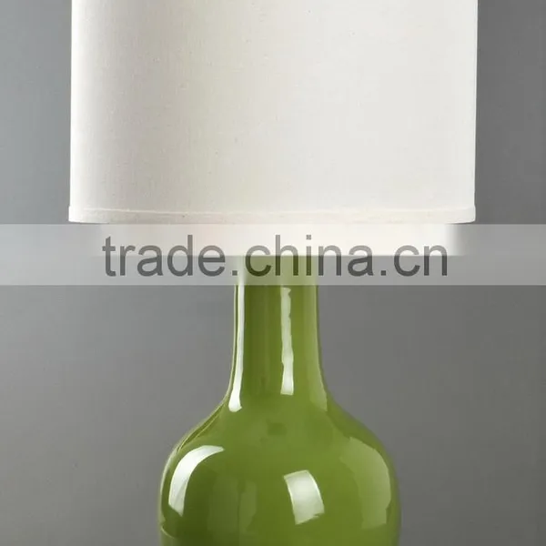 Four Colors Available Metal Base Ceramic Body With Fabric Lampshade Modern Desk Lamp Bedroom Living Room Dining Room Table Lamp photo-3