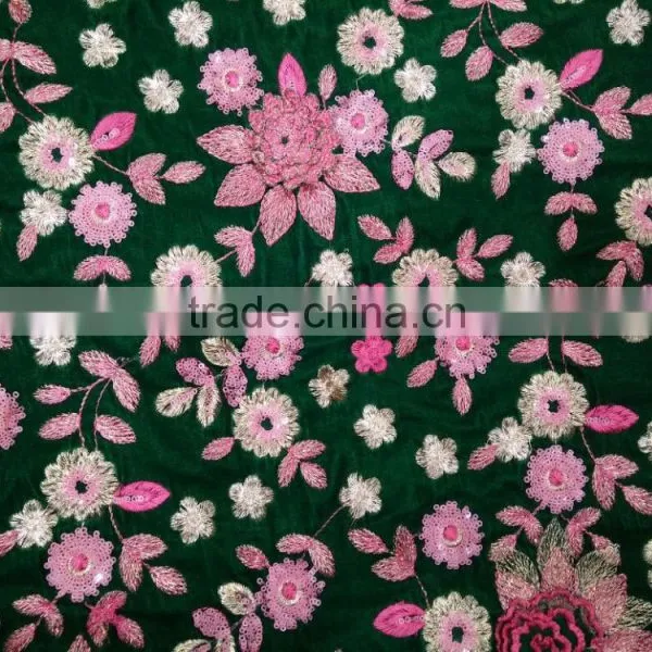 Velvet sequins Embroidery Fabric