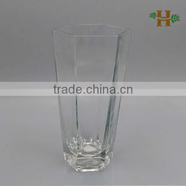 Factory Price Clear Hexagon Glass Flower Vase photo-2