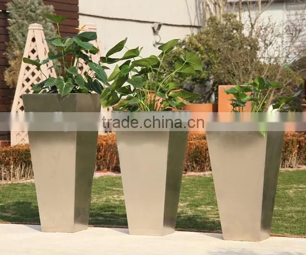 FO-9010 Tapered Square Stainless Steel Plant Pots photo-2