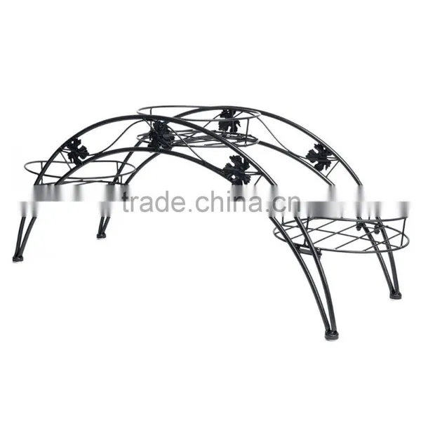 Elegant Arch Metal Potted Plant Garden Patio Display Rack With 3 Holders Flower Pots Holders Display Stand photo-3