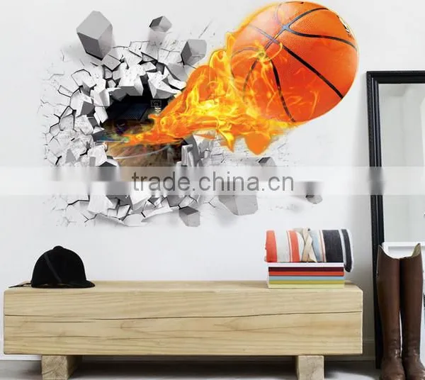 Creative Self Adhesive 3D Basketball Wall Paper for Kids' Room photo-5