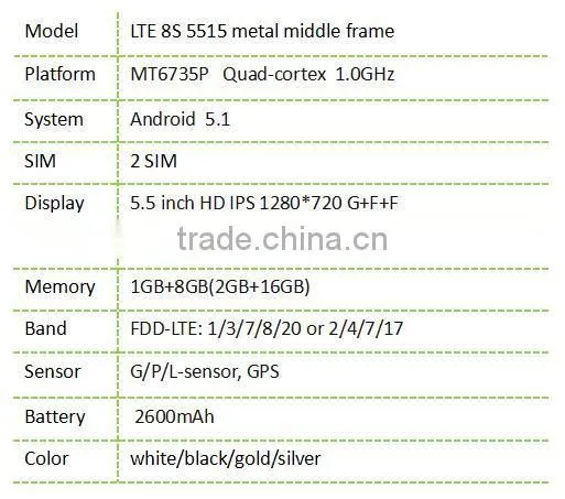 LTE8S5515 5.5 Inch CNC Metal Frame Mobile Phone Wholesale photo-2