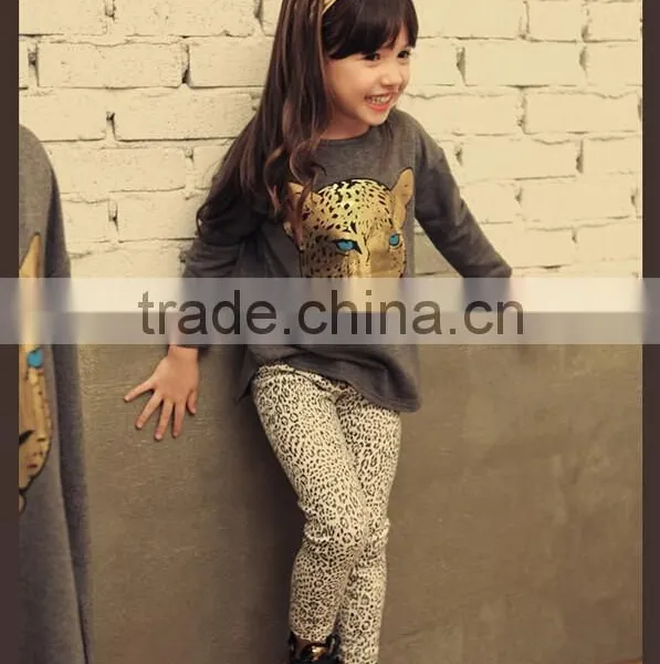 Retail 2015 New Girls Clothing Sets Baby Kids Clothes Children Clothing Full Sleeve T Shirt Leopard Legging , 2pc Set , 3 Color photo-4