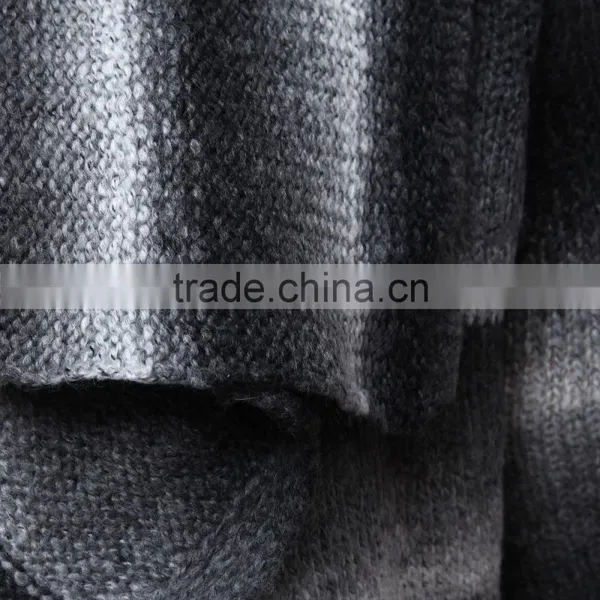Striped Acrylic Women Cardigan Sweater With Turn Down Collar and Long Sleeves photo-3