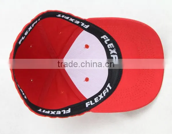 Red Cotton 6 Panel Unisex Custom Fitted Flex Fit/flexfit Baseball Caps and Hats Embroidered photo-5