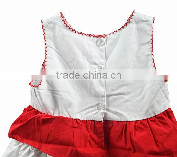 Latest Baby Cotton Frocks Designs Sleevess Tiered Bow Kids Dress photo-3