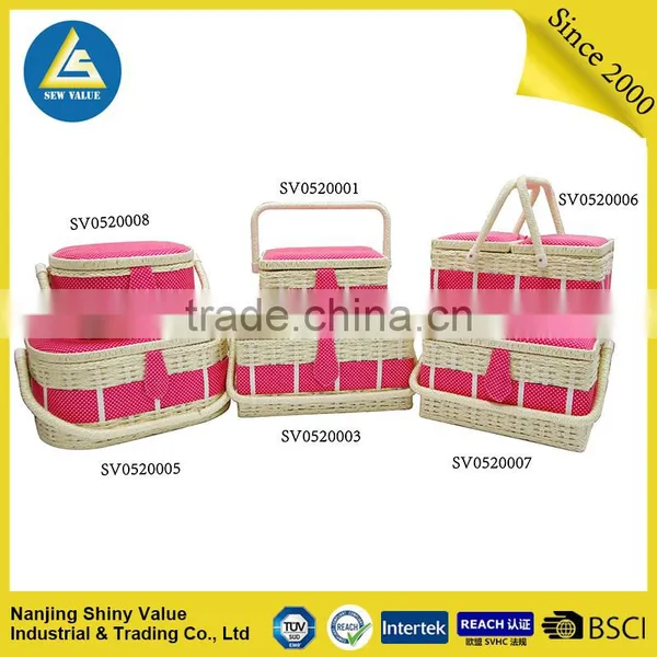 Full Cotton Fabric Covering Single Handle Oval Household Storage Basket photo-4
