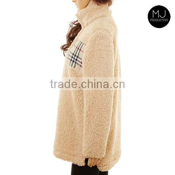FACTORY Wholesale Plaid Patch Fleece Sweatshirt photo-2