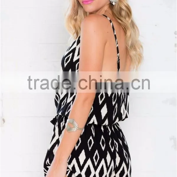 Custom Women Summer Clothes Casual Printed Jumpsuit,Latest Printed Jumpsuit For Women photo-5