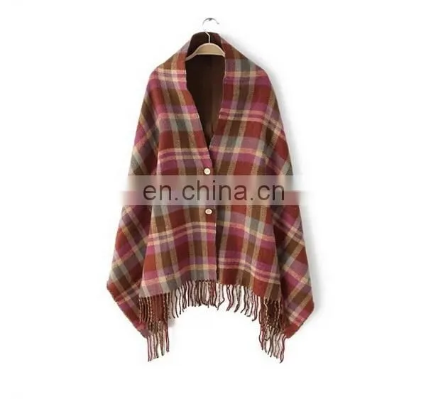 Shawls&Scarves Two Usage Tartan Fringe on the Botton Winter Warmer Tartan Scarf Trendy Fashion photo-3
