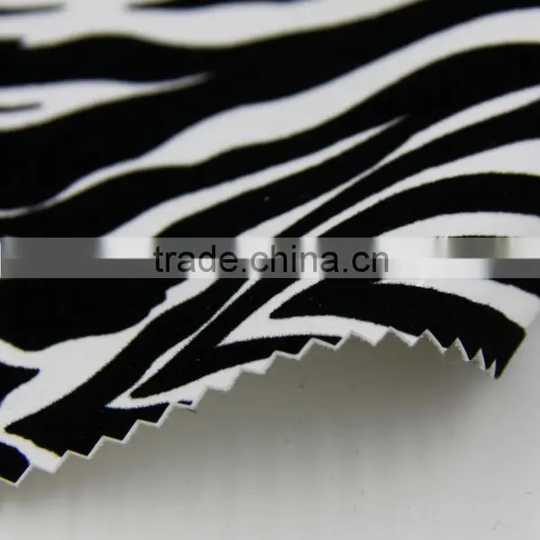 PU Leather Printed Fabric Flocking Fabric for Sofa Zebra-stripe photo-2