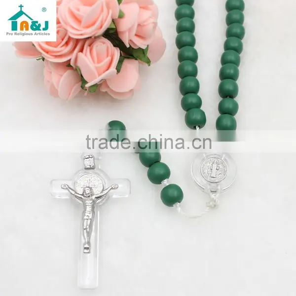 Hot Sale St Benedict Big Wooden Bead Cord Rosary photo-2