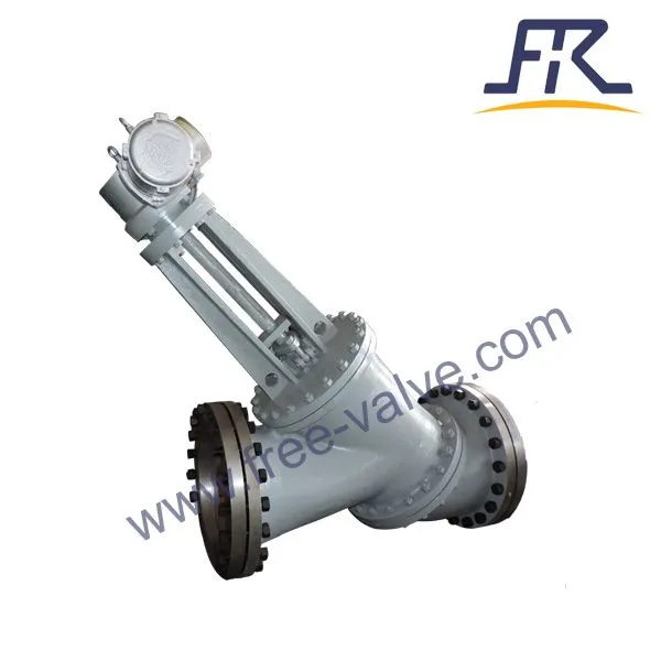 2PC Body FRJ945Y Y Type Electric Control Slurry Globe Valve for Aluminum Oxide Industry photo-2