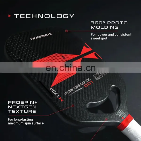 Custom Rough Surface T700 Carbon Thermoformed Pickleball Paddle Red Smile Bilateral Model Get USAPA Approved photo-2