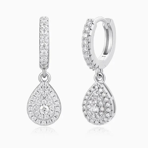 Shining Star Jewelry Trendy Vvs 925 Silver Pear Shaped Earring Necklace Sets photo-5