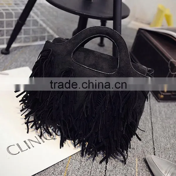 Wholesale Leather Tassel Fringe Bag Girls pu Tote Handbags Shoulder Aslant Female Women Bags photo-3