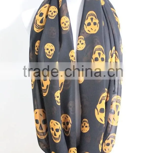 Wholesale Infinity Printed Scarf Fashion Chiffon Skull Scarf photo-3