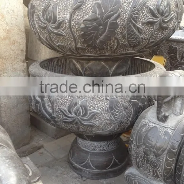 Antique Park Decoration Granite Stone Flower Pot Stand photo-3