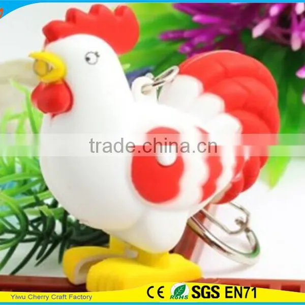 High Quality Novelty Design Animal Assorted Sound Led Keychain photo-3