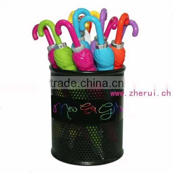 Plastic Umbrella Shaped Ball Point Pen With Hang Tag