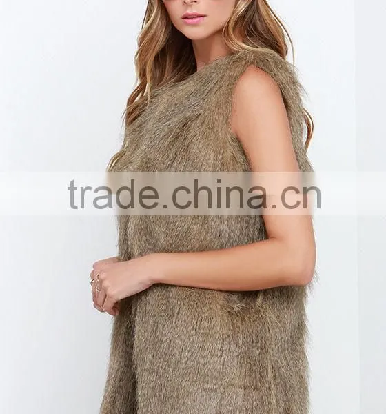 Women Faux Fur Vests Waistcoats for Ladies Coat Outerwear Waistcoat photo-3