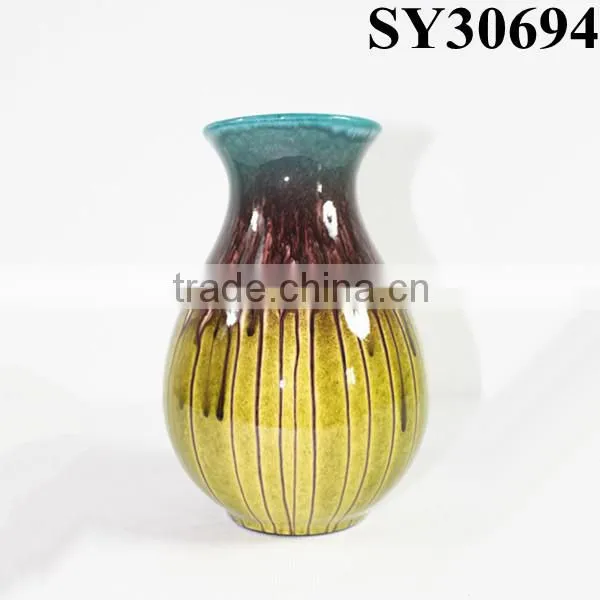 Small Glazed Ceramic Yellow Indoor Vase photo-6