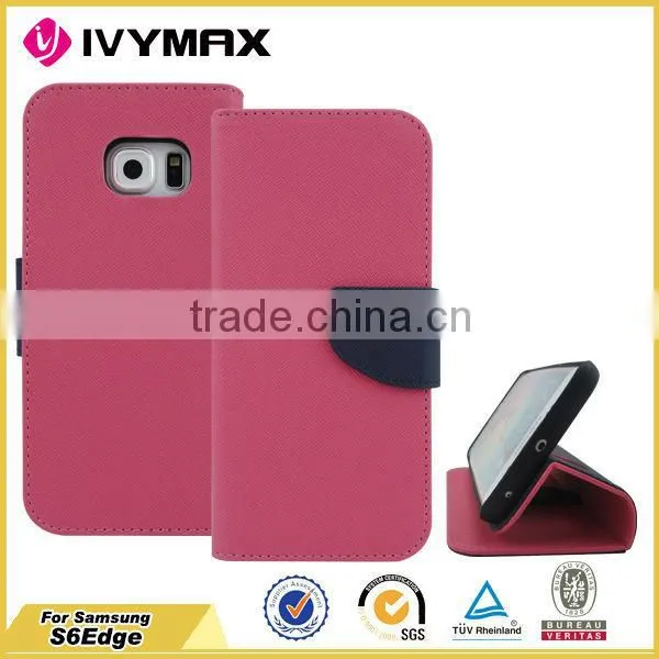 Hot Selling High Quality for Samsung s6 Edge Flip pu Leather Cover Case