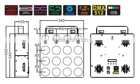 2015 Newest High Power 16*Tri-9W 155W AC 100V~240V Hot Seling in Europe RGB Led Matrix photo-2