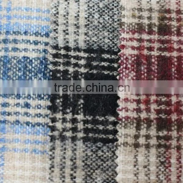 Fall Winter Thick Scotch Plaid Brushed Polyester Acryilic Blend Wool Fabric photo-3