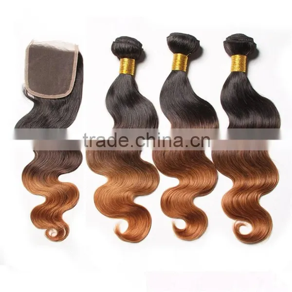 Hair Supplier Ombre Hair Extension Lace Closure Brazilian Hair Body Wave photo-4