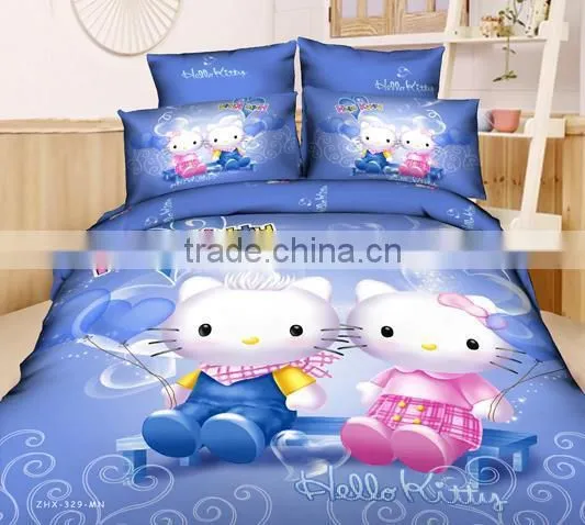 Hello Kitty Children Room Decoration 3-4pcs 100% Cotton Bed Sheet Quilt Cover Pillow Cover Bedding Set