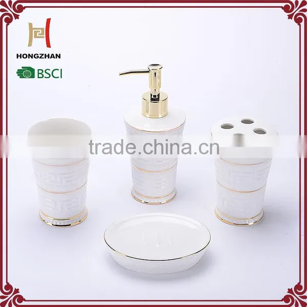 White New Carved Desgin Bathroom Accessories Sets