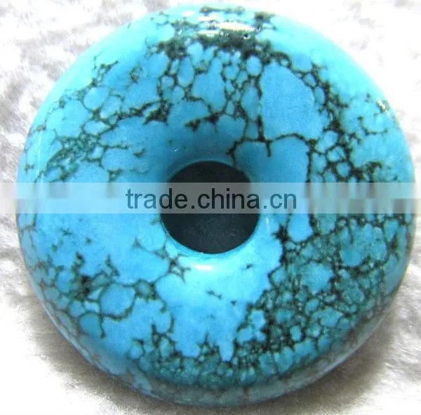 20mm African Turquoise Donut Shaped Pendant