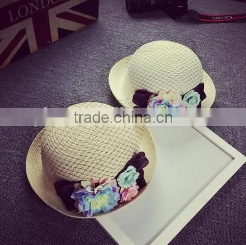 Factory Wholesale Handmade High Quality Beach Sun Hat Original Selling Flower Latest 2016 Straw Hat Wholesale photo-2