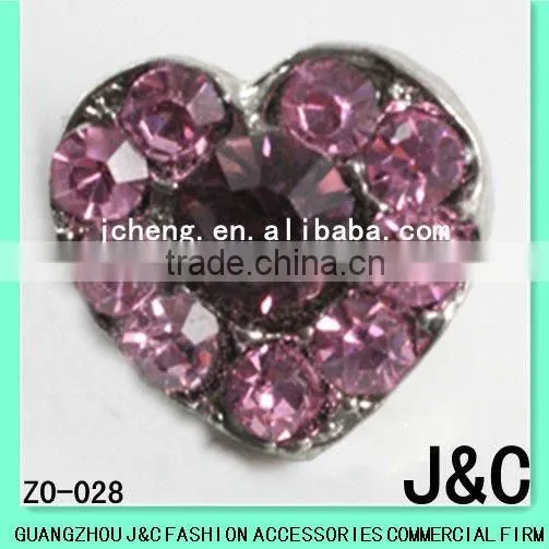 Heart ShapeFlower Rhineston Zamac Button