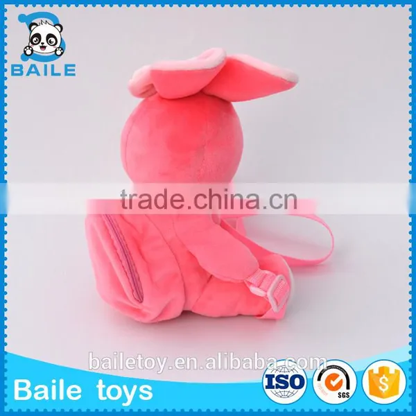 Custom Plush Pink Rabbit Kids and Baby Backpack photo-4
